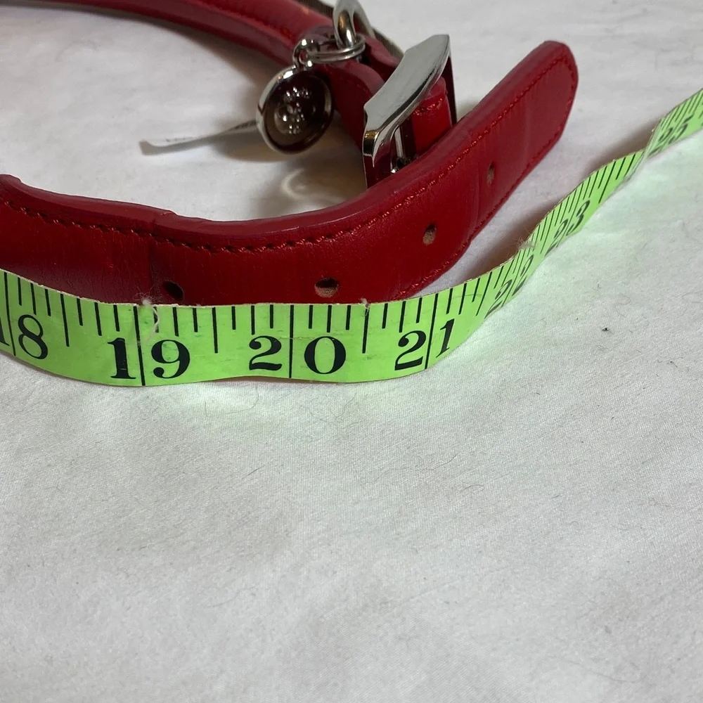Bond & Co. Red Rolled Leather Dog Collar with Silver-tone Buckle 19”-22” NWT